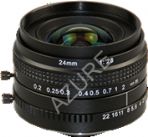 Objetivo con montura F, focal fija de 24mm, Iris manual y 5 Megapxeles (5Mpx)